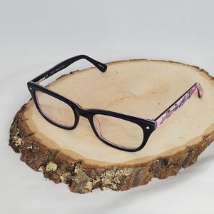 Betsey Johnson Killer Pink & Black Eyeglass Frames